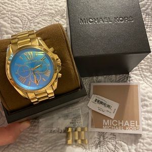 MICHAEL KORS Blue and Gold Oversized Watch